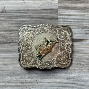 Montana Silversmiths Bull Rider Western Belt Buckle Rodeo Cowboy Floral Engraved